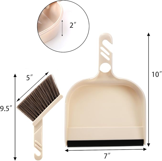 Jucoan 4 Pack Dustpan and Brush Set, Small Portable Handheld Dustpan and Brush Combo for Cleaning Home Office School Classroom Desk Table Countertop Sofa Bed Pet Care