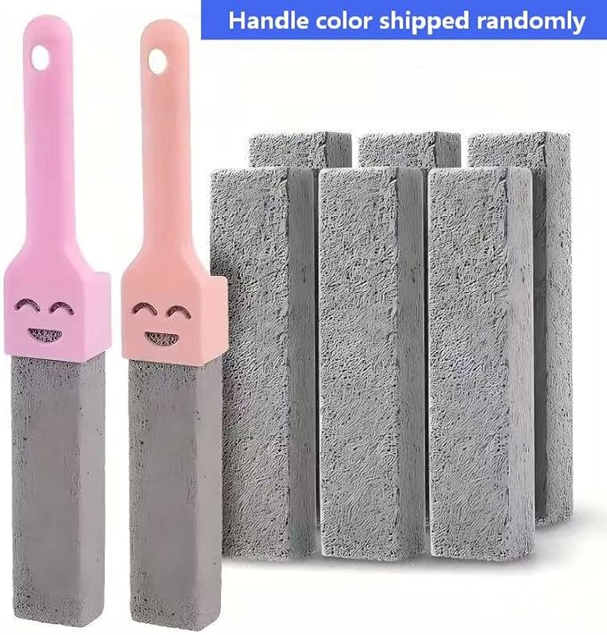 6 Pack Pumice Stone for Cleaning,Pumie Scouring Stick with Handle, Heavy Duty Toilet Pumice Stone for Toilet, Hard Water Toilet Ring Remover, for Toilet, Pool Tile, Sink, and Bathroom