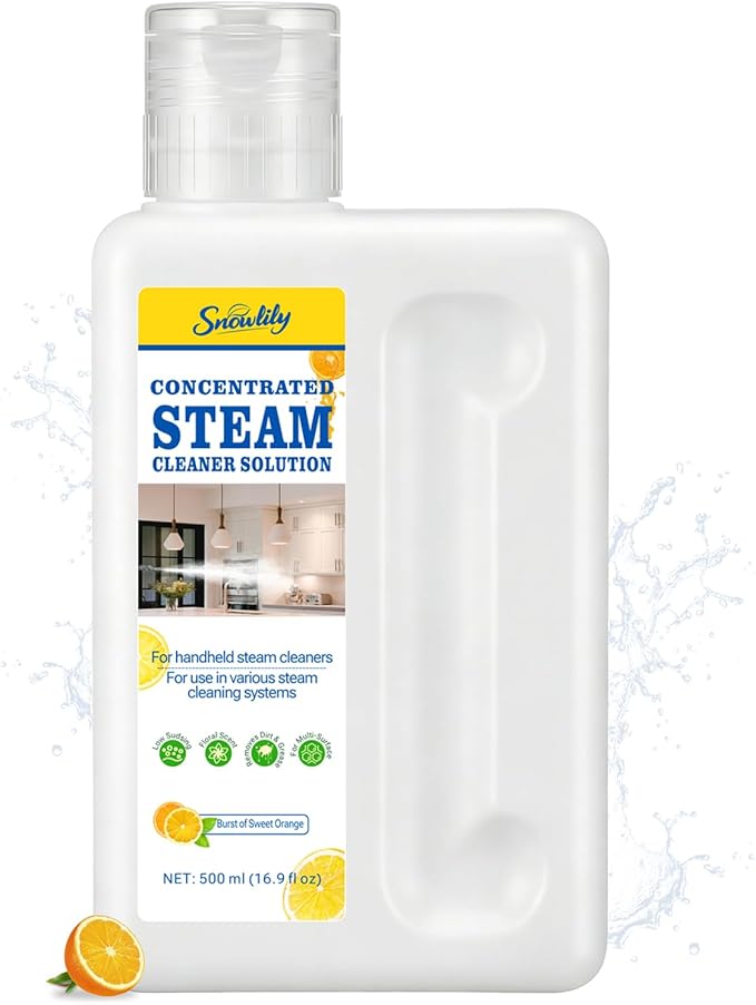 Snowlily 20X Concentrated Multi-Surface Steam Mop Solution for All Steam Mops & Machines – Cleans Floors, Curtains, Carpets & Fabrics, Fresh Floral Scent, 16.9 fl oz (Orange)