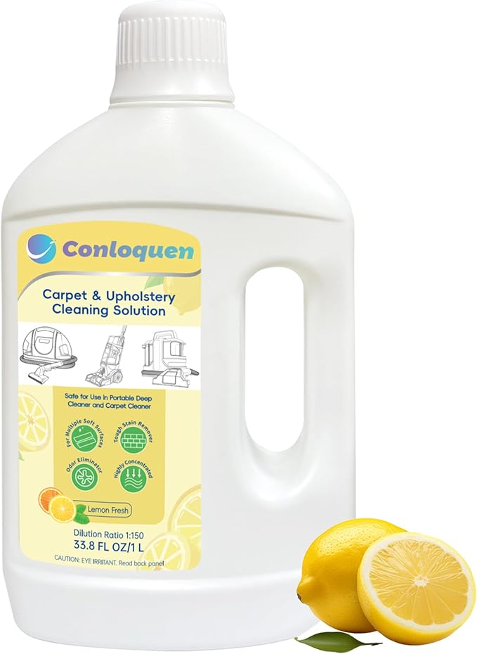 150X Concentrate Carpet Cleaner Solution Makes 39.6 Gal Formula for Portable Carpet Deep Cleaner and Upright Upholstery Cleaner Machine, 33.8 Fl.oz Carpet Stain Remover Lemon Scent
