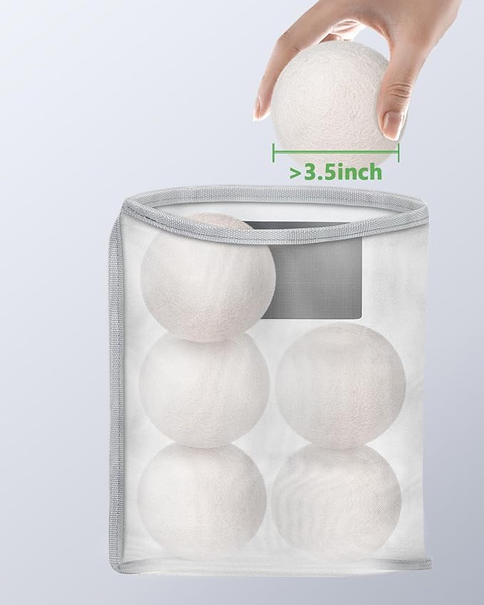 Kevenal Magnetic Wool Dryer Balls Holder - Nylon Bag for Laundry Room Organization - Wool Balls for Dryer Container, Magnetic Laundry Dryer Sheet Holder