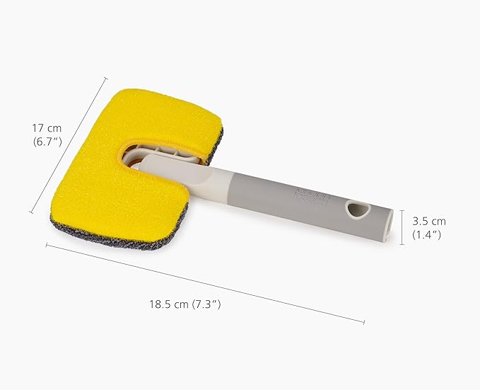 Joseph Joseph CleanTech 2-in-1 Bathroom Tub Shower Cleaning Scrubber with Microfiber pad and Abrasive Scouring Pads