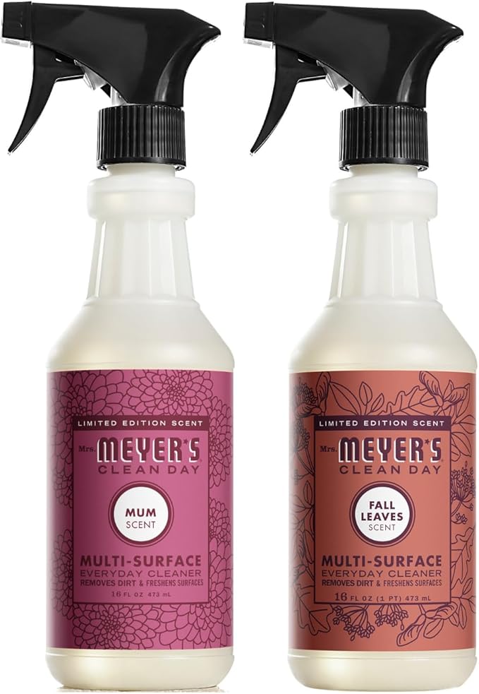 Mrs. MEYER'S CLEAN DAY Multi-Surface Cleaner 2 Pack Variety, 16 OZ Each, 1 CT (Mum + Fall Leaves)