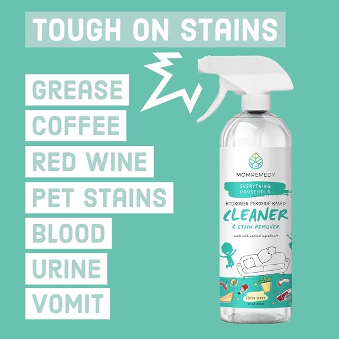 MOMREMEDY Hydrogen Peroxide All Purpose Cleaning Spray | Multipurpose Home Cleaner | Fabric and Laundry Stain Remover | All Surface Kitchen and Bathroom | Non Toxic