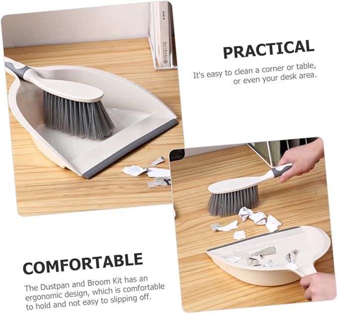 VOSAREA 1Set Mini Hand Broom and Dustpan Set Compact Household Cleaning Accessory for Home Office and Study Miniature Brush with Fine Workmanship for Easy Storage and Portability