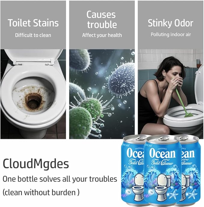 Beverage can Toilet Bowl Cleaner,Septic Toilet Bowl Tablets in Bottles, Automatic Long-Lasting Toilet Cleaner Bottle,Powerfully Cleans and Prevent Stain Build Up (3PCS, Ocean Scent)