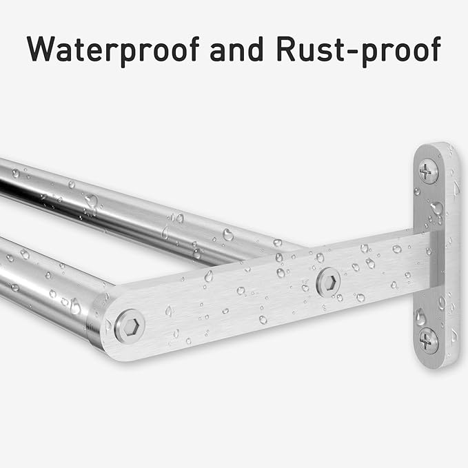 24 Inch Double Towel Bar for Bathroom Wall, Stainless Steel Towel Racks for Bathroom Wall Mounted Rustproof, Long Towel Rod Hand Towel Holder for Bathroom Toilet Kitchen Towel Storage - Brushed Nickel