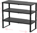 Adjustable Metal Shelving Unit, Stackable & Expendable Storage Rack for Home/Office/Kitchen, Space-Saving，Sturdy&Durable，Easy Assembly (3PACKS/Large/Black