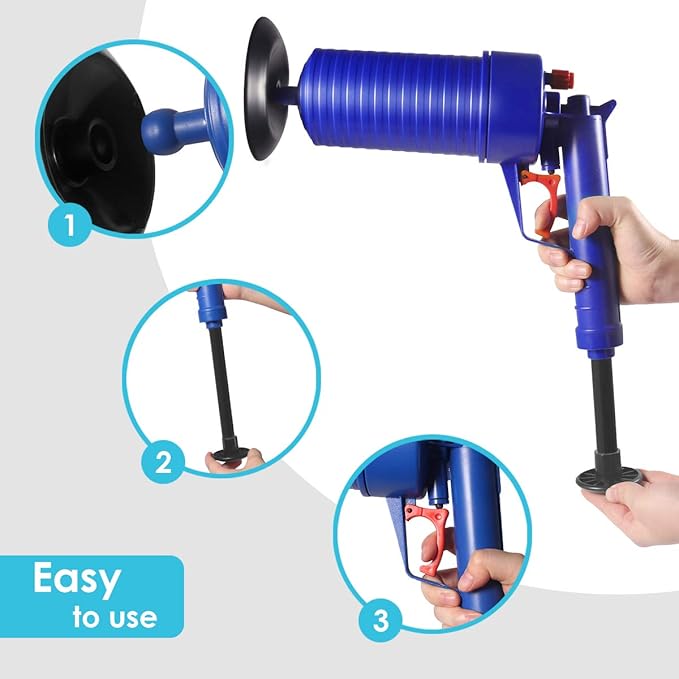 Toilet Plunger, Air Drain Blaster, Pressure Pump Cleaner, High Pressure Plunger Opener Cleaner Pump for Bath Toilets, Bathroom, Shower, Sink, Bathtub, Kitchen Clogged Pipe