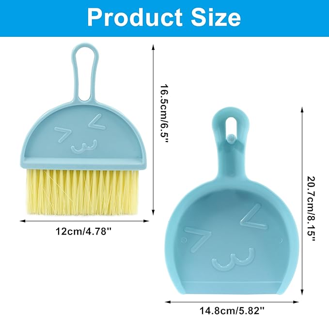 Hitefu Small Broom and Dustpan Set, Mini Dust Pans and Brush Set, Broom with Dustpan Combo Set for Home Cleaning, Sofa, Kitchen, Table, Countertops, Storage Shelves & Pets Area(3 Colors)