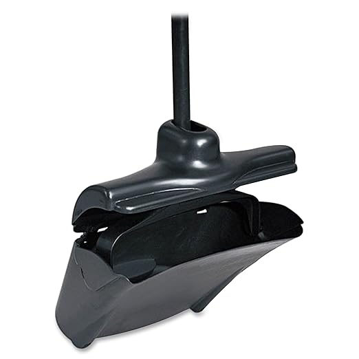 Rubbermaid Commercial Products Executive Series Lobby Pro® Upright Dust Pan with Cover, Long-Handle, Black, for Professional/Janitorial Debris Collection from Indoor Floors/Hardwoods