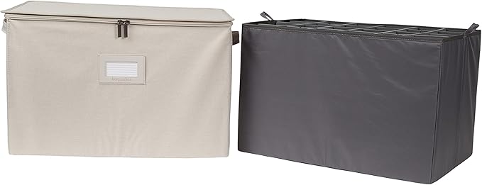 Covermates Keepsakes - Adjustable Zip-Top Storage Box - Configurable FlexGrid Compartments - Heavy Duty Polyester- Reinforced Handles - Stackable Design - Indoor Storage, Beige Heather