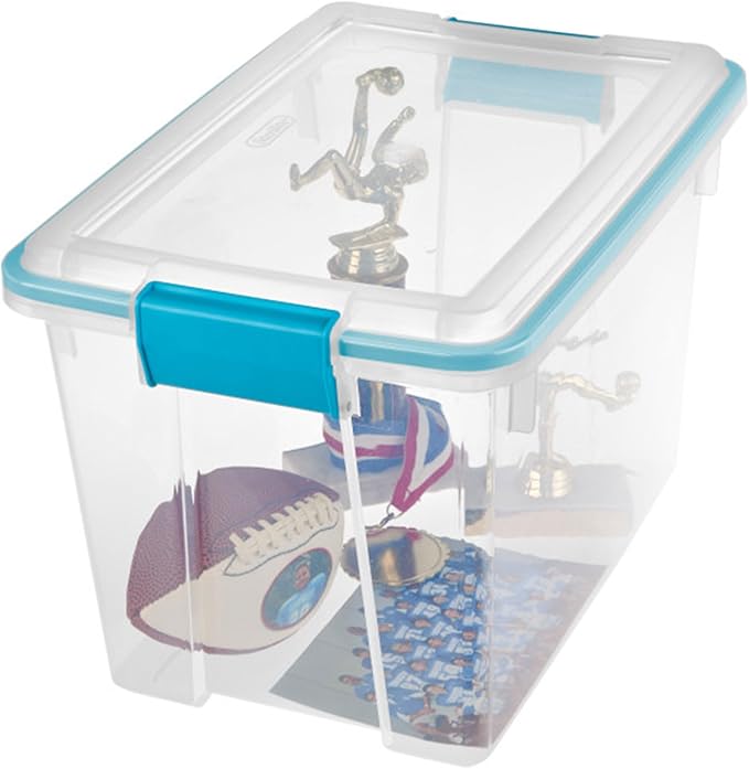 Sterilite 18-Pack Gasket Box, Weather-Resistant Storage Bins with Latching Lids, 20 Quart - Heavy-Duty Organizing Containers for Closet, Bathroom, and Office