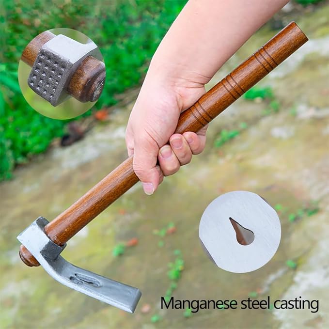 Garden Hoe Tool Small Action Hoe, Loosening Soil and Weeding,Knockable and Removable Nails,Hand Long Handle Weed Garden Tool,Digging and Rooting (4.72in×2.16in,1.34lb)