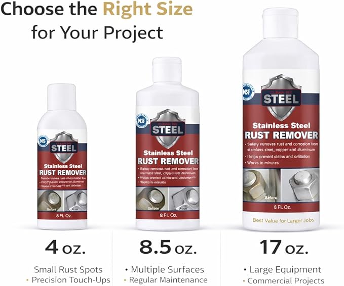 Innoshine B570 Stainless Steel Rust Remover and Stain Cleaner | NSF Approved | Non-Toxic & Food Safe | Quickly Cleans Commercial Equipment, Appliances, Grills, Sinks, and Tools - 1 liter