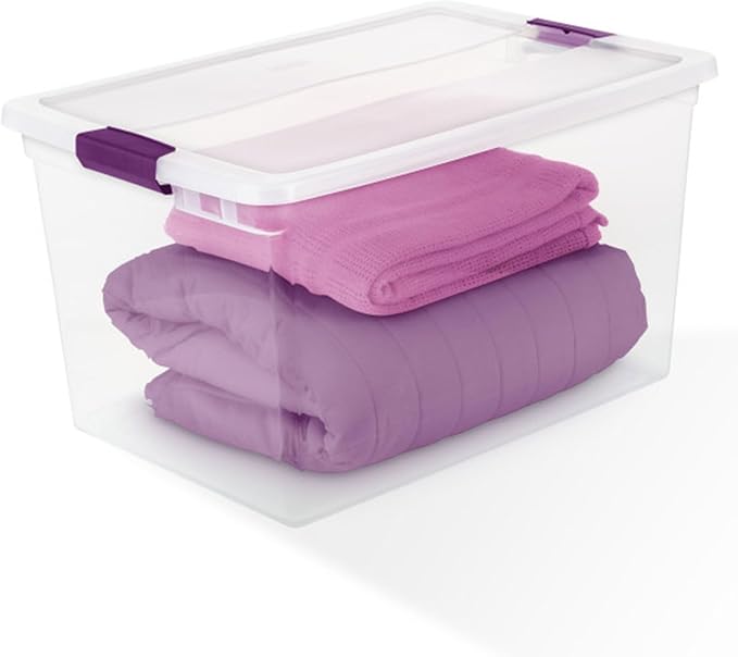 Sterilite 18-Pack 66 Quart Clearview Latch Box, Stackable Organizer Bins with Latching Lids - Clear Plastic Organization Containers for Closet, Bedroom, Shelving Units and Everyday Home Storage