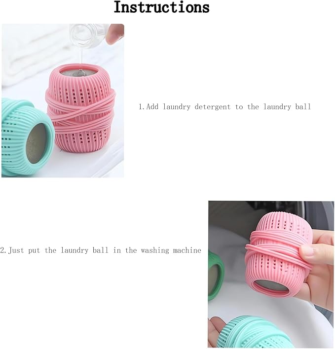 Generic 3pcs Set Washing Machine Laundry Ball, Fabric Softener Ball Dispenser, Softener Ball Dispenser, Softener Liquid Fabric Softener Dispener Refillable Ball, Light Blue, Light Green, Pink