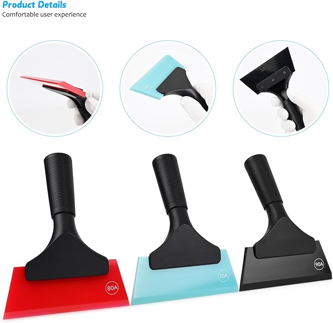 EHDIS Multi-Purpose Small Rubber Squeegee for Window, Glass, Shower Door, Car Windshield Squeegee with Different Hardness Anti-Scratch Small Window Squeegee (Mix)