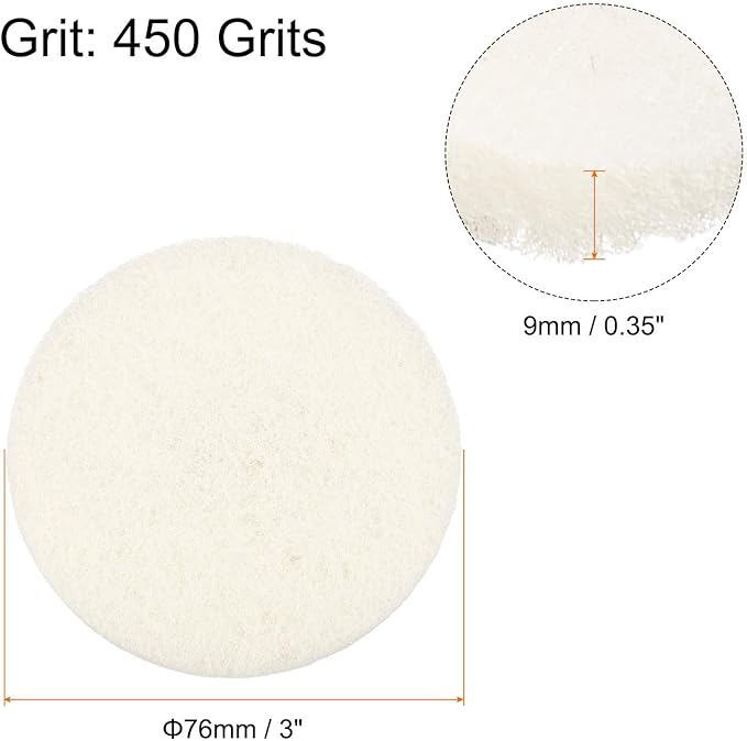 HARFINGTON 20pcs Scrubber Scouring Pads 450 Grits 3 Inch Drill Power Brush Hoop and Loop Surface Conditioning Disc Drill Scuffing Disc Scrub Pads for Home Kitchen Cleaning, White