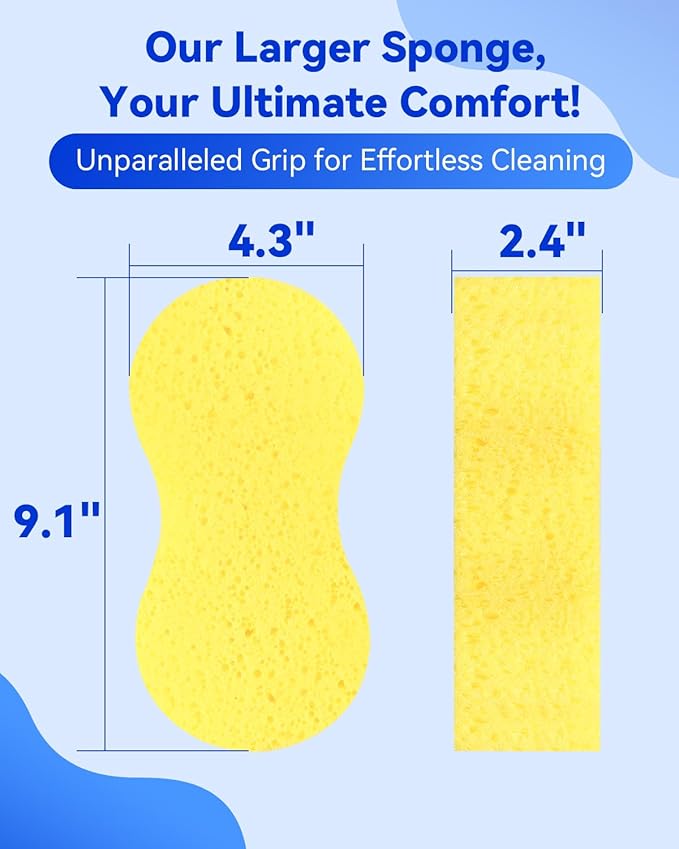 Temede Car Wash Sponge, Large All Purpose Sponges for Cleaning, 2.4in Thick Foam Scrubber Kit, Sponges for Dishes, Tile, Bike, Boat, Easy Grip Sponge for Kitchen, Bathroom, Household Cleaning, 3pcs