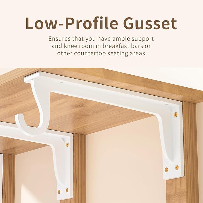 10 inch Closet Rod Bracket Support 400lb WYGWP Heavy Duty Closet Shelfs Support with Rod Holders, Wall Mounted Shelf Shelving Brackets with Hook for Wardrobe Walk-in Closet and Armoire(4pack White )