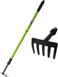 Garden Rake - Small Rake for Gardening with Telescopic Adjustable Handle (27-39”), Mini Rake for Tight Spaces, Flower Beds, Pots - No Bending & Elderly Friendly, Non-Slip Small Garden Rake