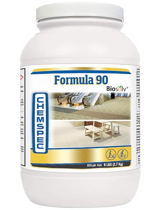 Chemspec Formula 90 BioSolv, Professional Carpet Cleaning Detergent, Quick Dissolving Powder, Fresh Citrus Scent, 6 lb jar, 4 Pk (C-PF9024)