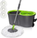Spin Mop Bucket System,Masthome Pedal Spin Mop and Bucket with Wringer Set,EasyWring Microfiber Mop with 3 Mop Pads,360°Spinning Floor Cleaning System - Home & Office Suitable