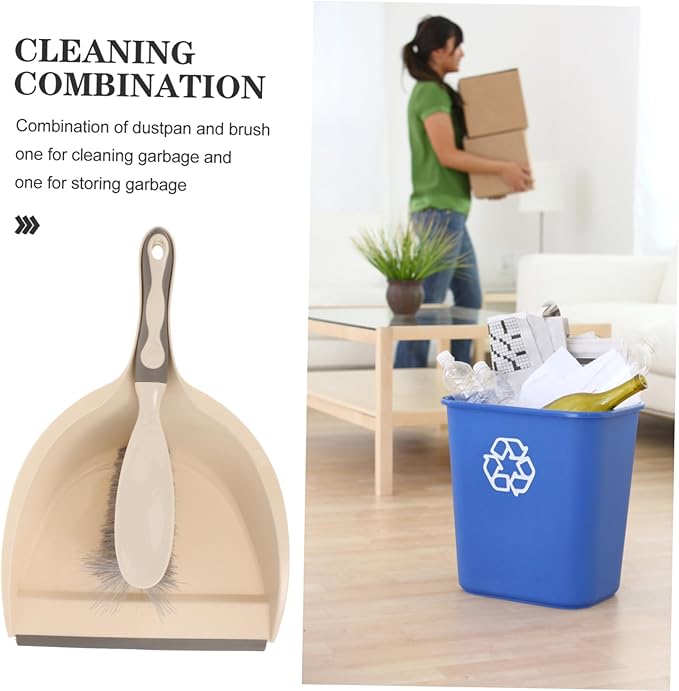 1Set Kitchen Desktop Cleaning Brush Broom Dustpan Kit Ergonomic Home Cleaning Accessory Durable and Flexible Bristles for Easy Dust Removal White