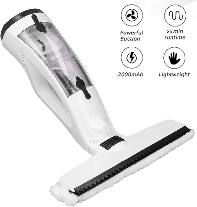 Electric Window Squeegee Glass Cleaner Tool, 3 in 1 Mirror Window Cleaner Squeegee Kit with Spray Cordless Electric Window Vacuum for Windows, Tiles, Glass, Mirror