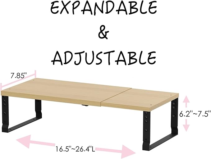 Adjustable Metal Shelving Unit, Stackable & Expendable Storage Rack for Home/Office/Kitchen, Space-Saving，Sturdy&Durable，Easy Assembly（1PACK/Medium/Black/BURLIWOOD