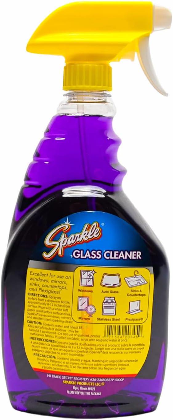 Sparkle Glass Cleaner, Original Purple Formula, 33.8-Ounce Trigger Bottle (Pack of 12)