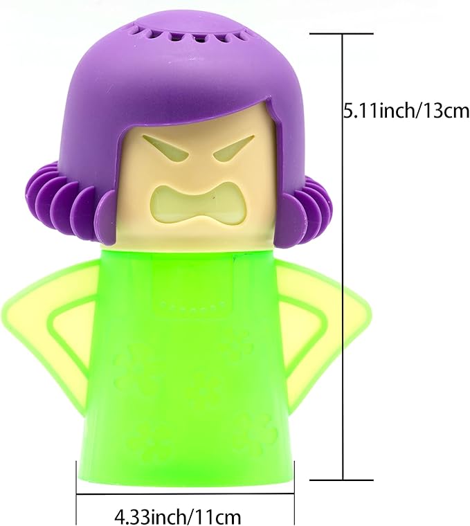 Microwave Steam Cleaner Angry Mom, Steamer Cleaning with Vinegar and Water, Angry Mum Microwave Oven Cleaner for Kitchen Office Chemical Free, Steams From Head (Green)