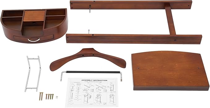 Wood Suit Rack Suit Stand for Man and Women Clothes Valet Suit with Drawer Valet Stands Men Valet Brown Suit Valet for Entryway Office Living Room