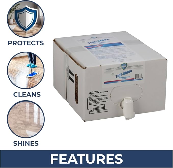 ULTRA SHIELD Tuff-Shine Bag-in-Box Floor Cleaner Shine Commercial & Janitorial Cleaning Supplies, Quick Instant Shine Concrete (Box of 2.5 Gallon)