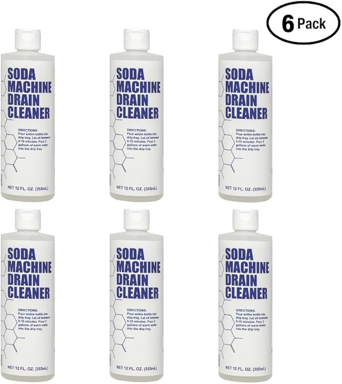 Soda Machine Drain Cleaner - Safe & Non-Corrosive Fountain Drink Machine Line Cleaner for Syrup & Sugar Buildup - Easy Monthly Treatment, No Scrubbing Needed (Pack of 6)