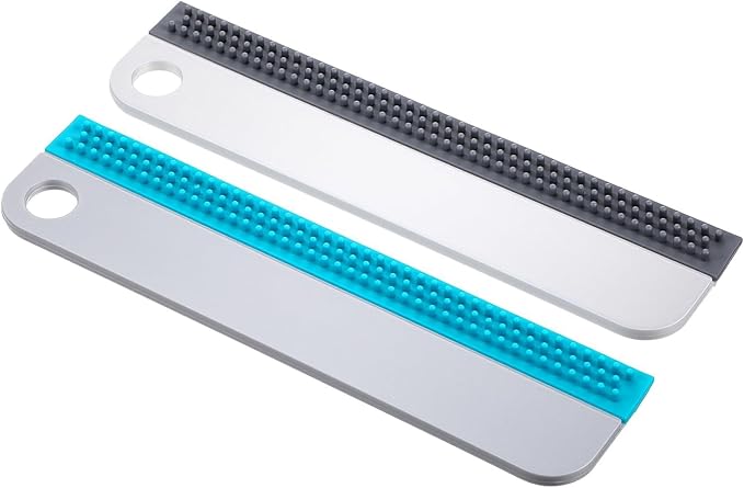2 Pcs Glass Squeegees, Mini Soft Rubber Window Squeegee, All-Purpose Windshield Squeegee & Mirror Squeegees for Kitchen, Bathroom, Shower, Car (Gray & Blue)