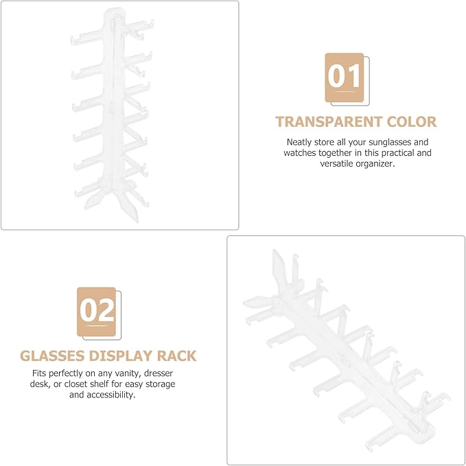 Multi-Layer Glasses Display Stand 6-Tier Plastic Sunglasses Organizer Holder Eyewear Rack for Desktop Home Storage