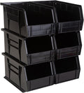 Hudson Exchange 9-1/2" x 6" x 5" (6 Pack) Plastic Stackable Storage Bin and Hanging Container, Black