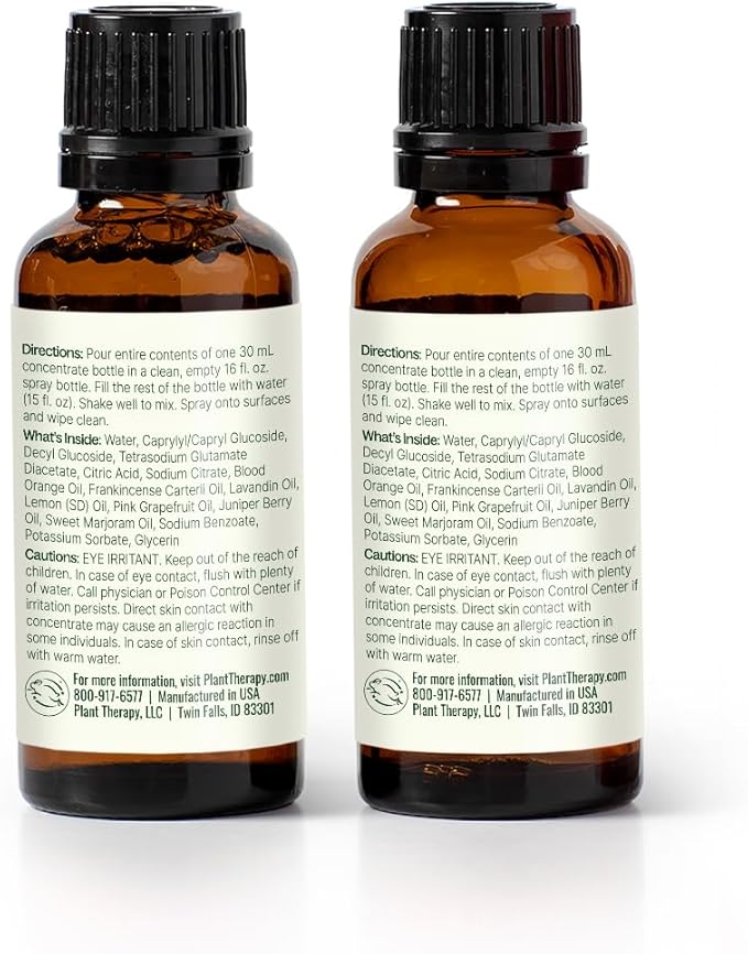 Plant Therapy Defender Blend All Natural Multi-Surface Cleaner Concentrate, Use to Clean Countertops, Stovetops, Tile, Microwave, 30 mL (2-Pack)