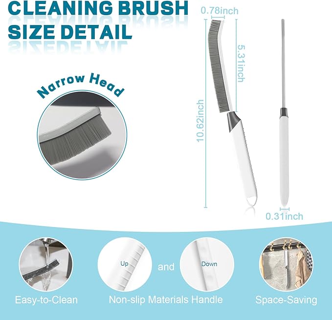 Thin Cleaning Brush Set - Gap Cleaning Tools, Multi-Purpose Hard Bristle Grout Scrub Brushes & Grout Cleaner Brush for Deep Scrubbing in Kitchen, Bathroom, Toilet, Sink Gap 3Pcs