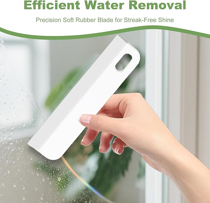 Kitchen Sink Squeegee Samll Silicone Scraper Brush Tool for Countertop Glass Shower Doors Mirrors Bathroom Walls Car Windshield Tiny Windows Compact Soft Clear Tile Window Squeegees 8.6in