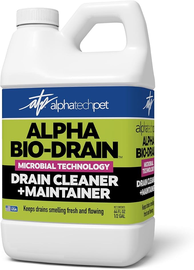 ALPHA BIO-DRAIN - Enzyme-Based Maintenance to Help Prevent Clogs and Reduce Odors from Pet Waste, Grease, Hair in Drains and Septic Systems - ½ Gallon by Alpha Tech Pet