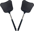 Foxany Telescopic Fly Swatters, Durable Plastic Fly Swatter Heavy Duty Set, Flyswatter with Stainless Steel Handle for Indoor/Outdoor/Classroom (2 Pack)