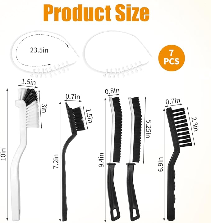 7PCS Washing Machine Cleaning Brush Kits,Durable Cleaning Tool for Washing Machine Drums,Crevice Brush for Bathroom, Shower and Kitchen