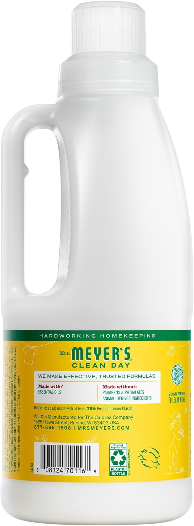 MRS. MEYER'S CLEAN DAY Liquid Fabric Softener, Infused with Essential Oils, Paraben Free, Honeysuckle, 32 oz (32 Loads)