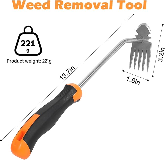 Weed Remover Tool, 2026 New Gardening Hand Tools Portable Weed Puller Tool, Heavy Duty Weeding Tool for Garden Supplies, Vegetable Garden Backyard Farm Planting & Uprooting (Rubber Handle)
