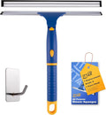 ITTAR 12 inch Rotatable Shower Squeegee for Glass Doors, Multi-Purpose Window Squeegee with Hook & Refill Rubber Blade, Bathroom Cleaner Tool for Shower Door Window Mirror Wall Car Windshield