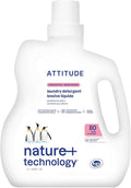 ATTITUDE Liquid Laundry Detergent, EWG Verified, HE Compatible, Plant-Based & Vegan, Natural Laundry Soap, Unscented, 80 Loads, 67.6 Fl Oz