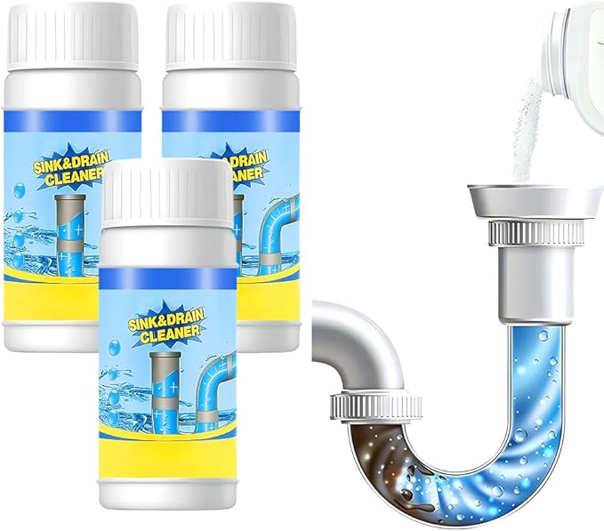 2026 New Sink Drain Cleaners, Powerful Pipe Dredging Agent Foaming Powder, Quick Foaming for Kitchen, Bathroom, Toilet, Tub Shower Drains, Home Cleaning Tool (3 PCS)